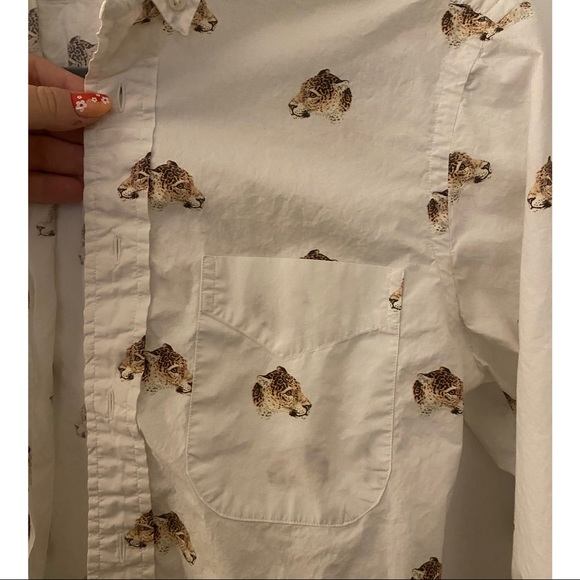 gitman brothers vintage mens small white cheetah button down 🐆 - Picture 3 of 5